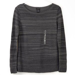 Ann Taylor Top Knit Tonal Stripe Shirt Long Sleeve Grey Size Medium New